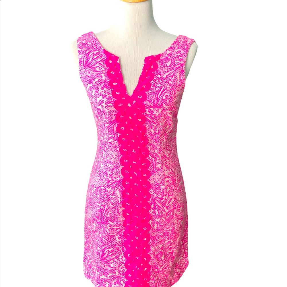 Lilly Pulitzer Neon Pink Shift Dress Size 2